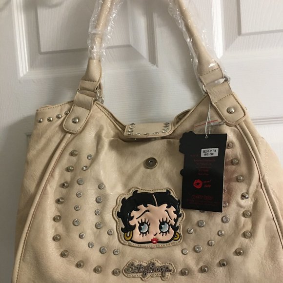 Last Betty Boop Cream Large Handbag - Faux Leather Large Size 15x10 - Picture 7 of 8